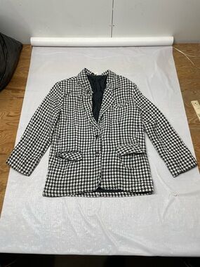 Women's Houndstooth Blazer Jacket - Black & White